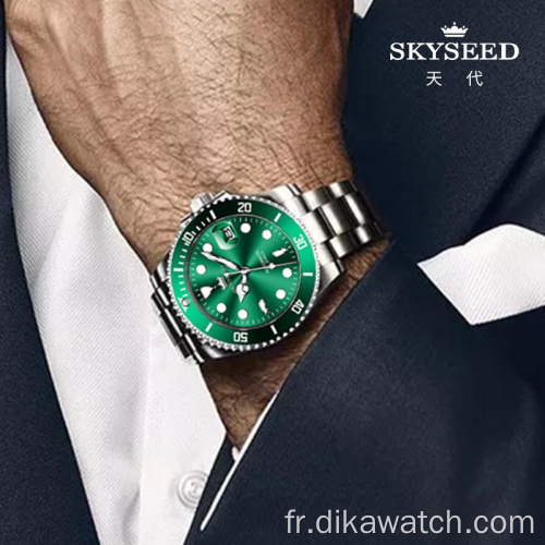 SKYSEED montre fantôme d&#39;eau verte montre mécanique masculine